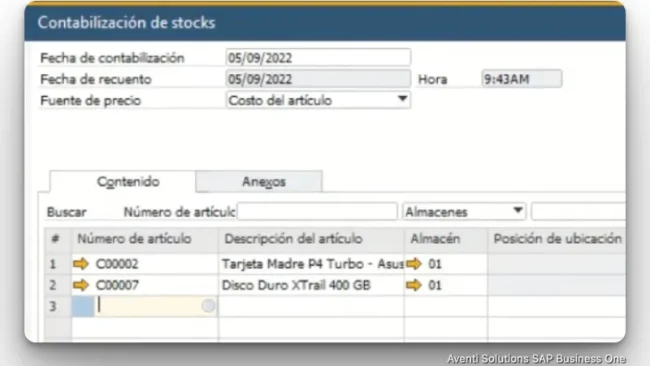 Contabilizacion de Stock en SAP B1