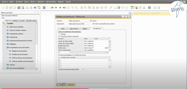 Modelos de autorizaciones en sap b1
