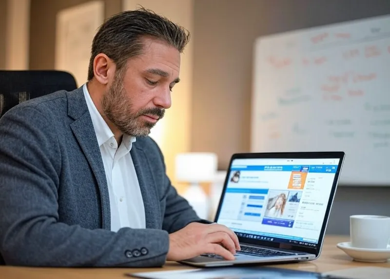 Analista de negocios supervisando métricas de SAP HANA en una pantalla transparente dentro de un centro de datos moderno con servidores iluminados en azul.