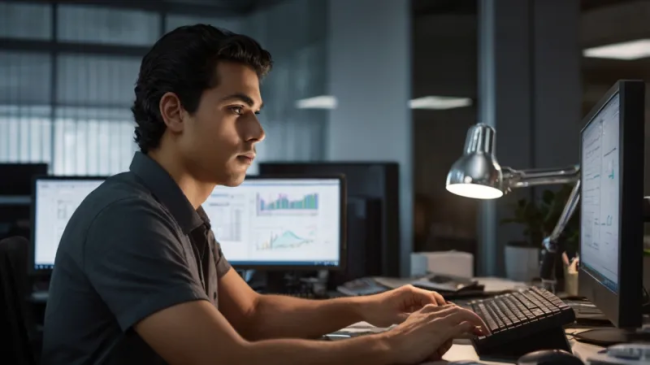Profesional revisando listas de precios en SAP Business One en su oficina con una pantalla mostrando gestión de tarifas