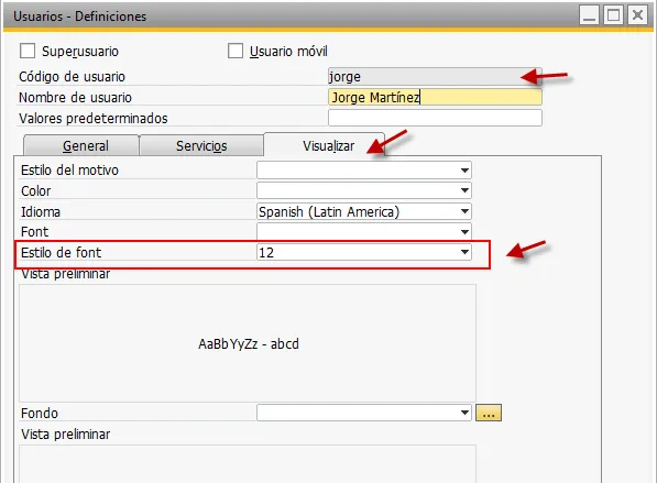 Gestion de fuentes sap b1 para usuarios gui