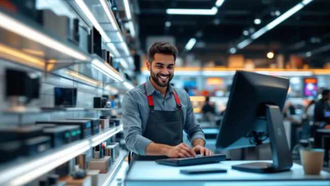 colaborador de empresa de electronicos con ventas en tienda fisica