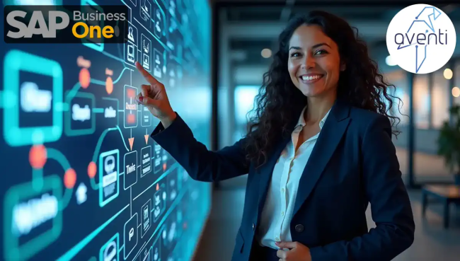 Moderna oficina corporativa en México con profesionales dedicados a la integración de sistemas, como Zapier integrado a SAP Business One, que refleja un ambiente de automatización empresarial.