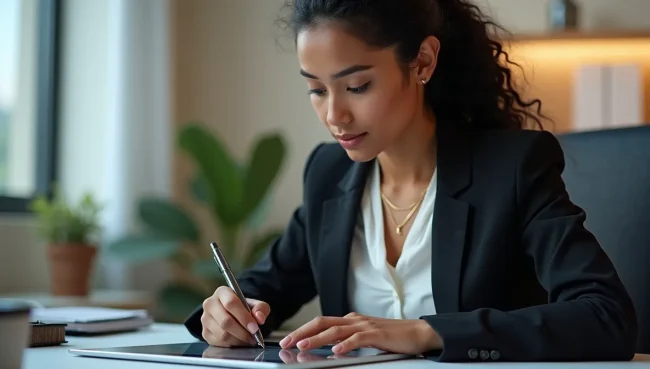 Profesional mexicana preparando un checklist digital con recomendaciones prácticas para optimizar el uso eficiente del flujo de caja con SAP Business One.